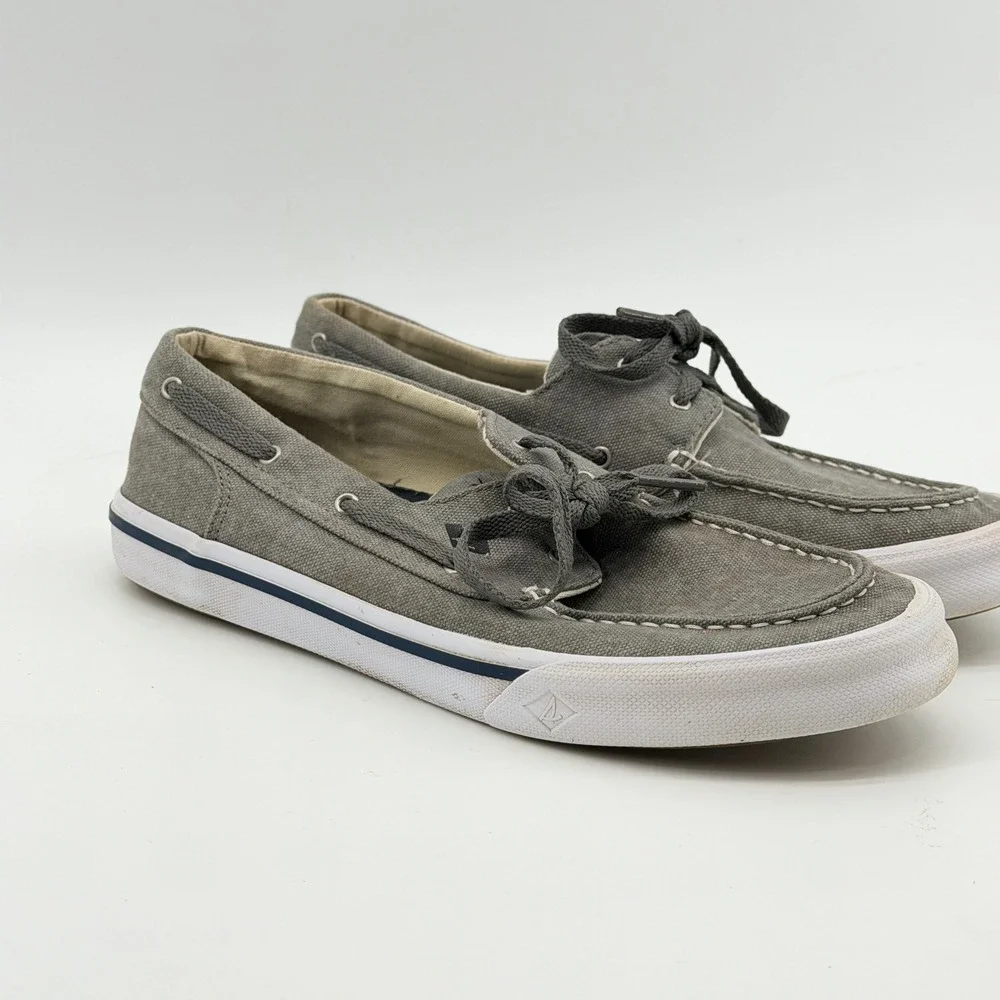 Sperry Top-Sider Mens STS17396 Bahama II Gray Canvas Boat Shoes Size 8